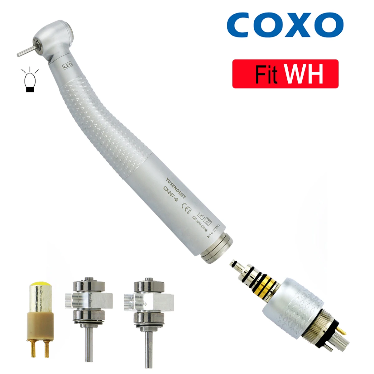 Original COXO Dental LED Fiber Optic High Speed Handpiece Air Turbine Handpiece Standard/Torque Head  Coupling 6 Pin Fit W-H