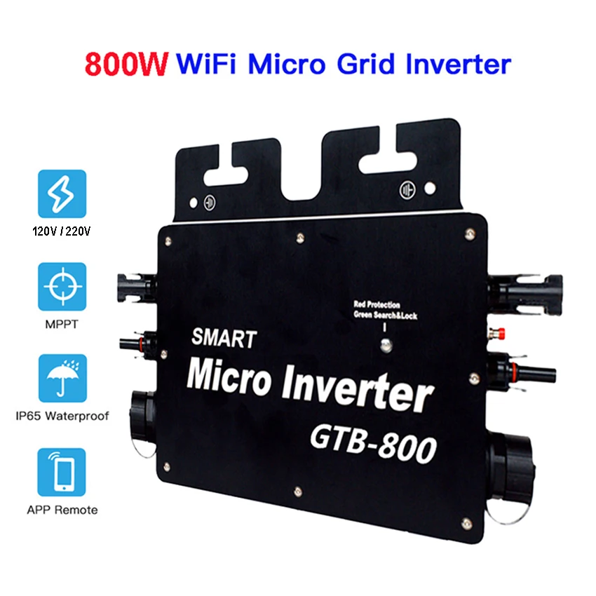 Smart Micro Inverter 800W 120/220V 50/60Hz With WIFI 2.4G Grid Tie MPPT Solar Converter Waterproof Solar Inverter