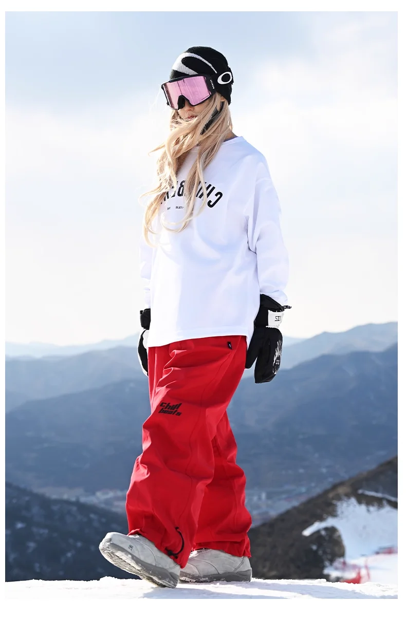 John Snow 3L Loose Snowboard Wear Waterproof Windproof Warm Snow Trousers Women Men Jumpsuit Winter Outdoor Skiing Pants
