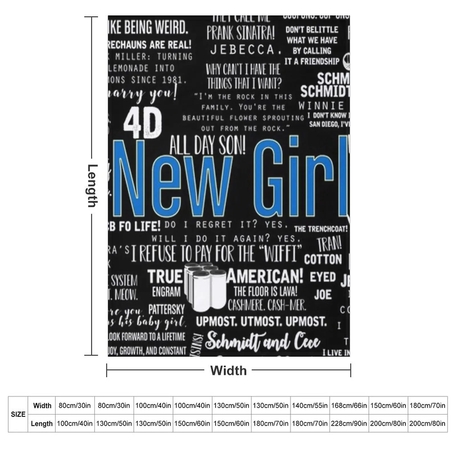 New Girl Memorable Quotes White Font Poster Throw Blanket warm for winter blankets and throws Flannel Large Blankets