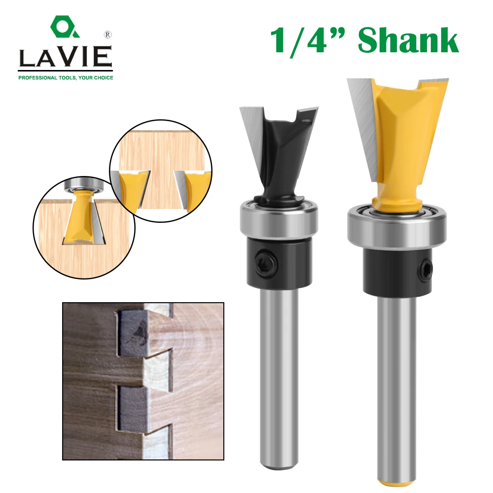 

LAVIE 1pc 1/4 Shank Dovetail Joint Router Bit Set with Bearing Woodworking Engraving Bit Milling Cutter