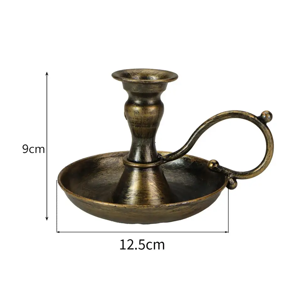 Porte-Chandelles Vintage Rétro En Alliage De Zinc Avec Poignée - Bougeoir Élégant Pour Mariage Ferme, Halloween Et Décoration Maison