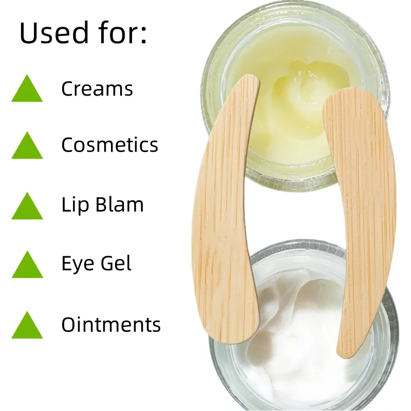 50 Uds Mini espátula para máscara de bambú venta al por mayor crema facial cosmética cucharas pequeñas cuchara plana espátulas de maquillaje de madera Natural