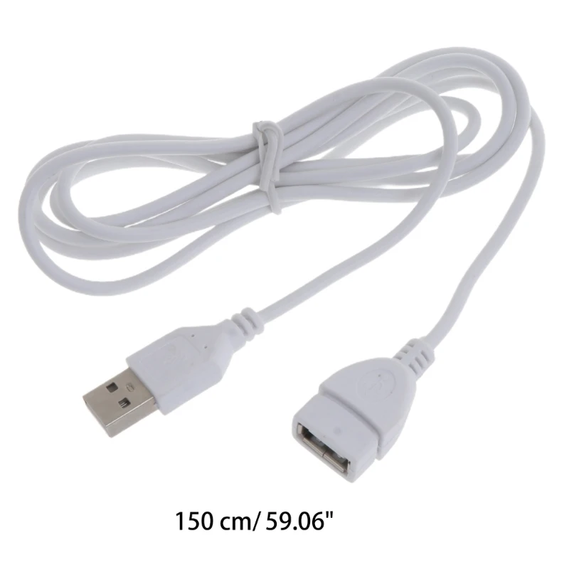 Biały przedłużacz USB przedłużający męski do żeńskiego 1.5M 5 stóp kabel do ładowania USB do wentylator USB lampy LED