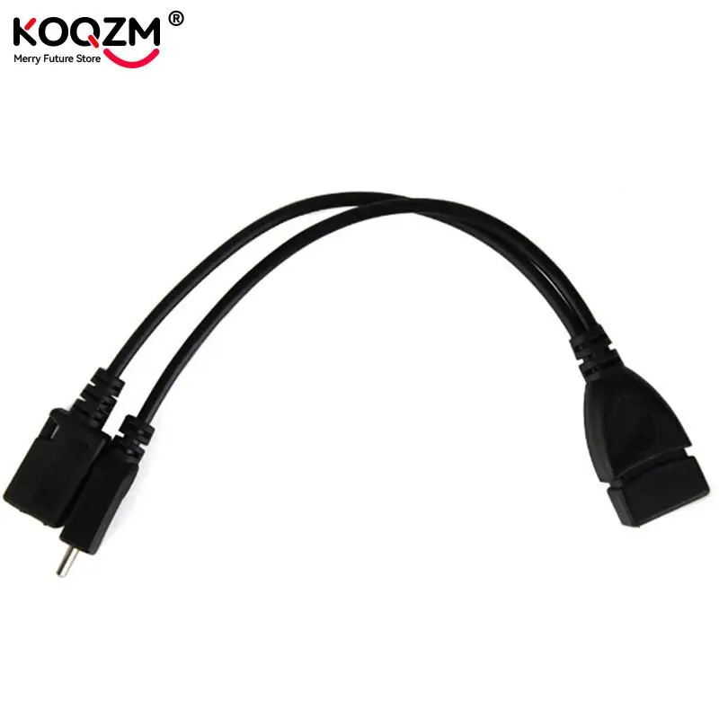 2 In 1 OTG Micro USB Host Power Y Splitter USB Adapter to Micro 5 Pin Male Female Cable 20cm