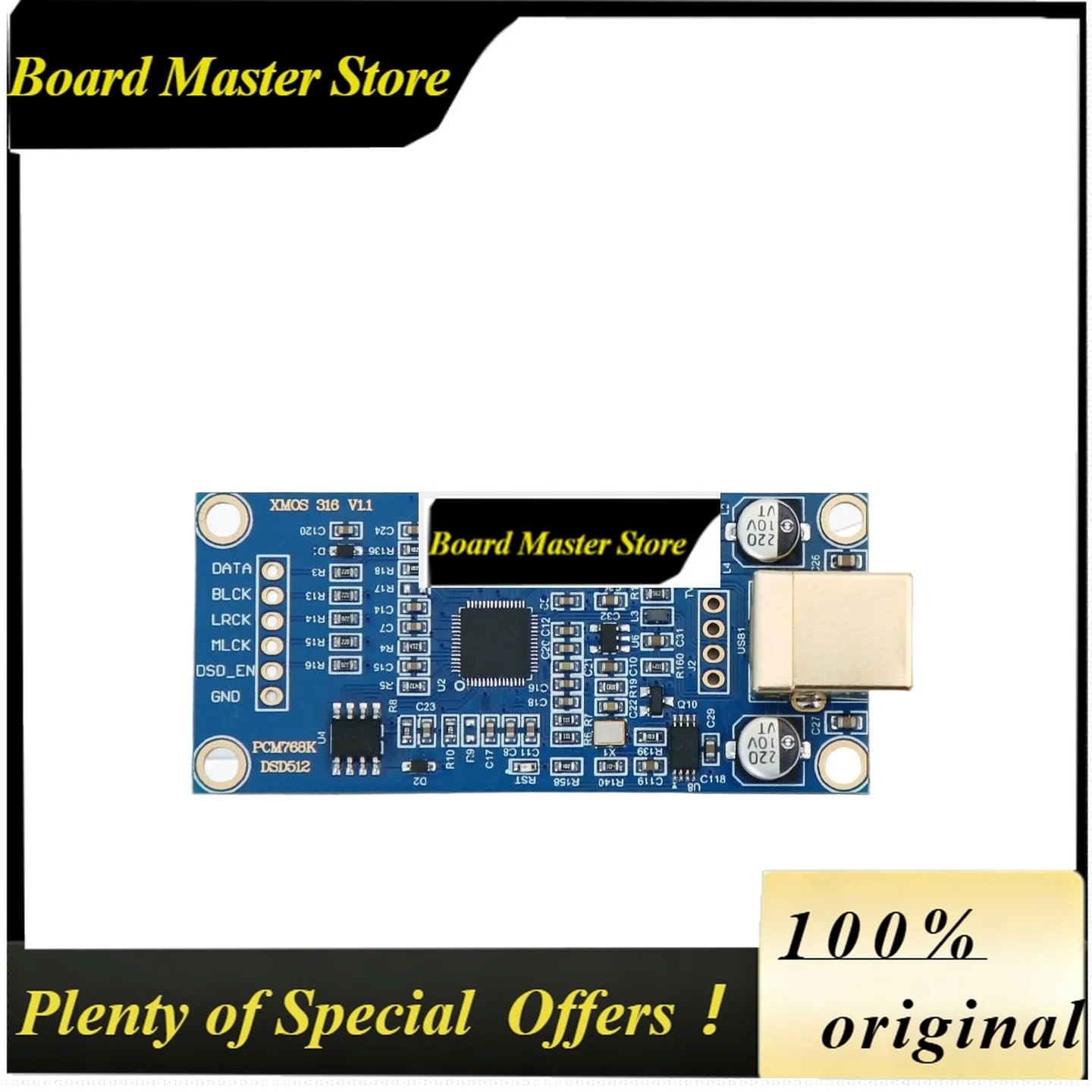BoMaSXMOS XU316 USB Digital Interface Support DSD512 Upgrade Amanero Daughter Card, Immersion Gold 4-layer PCB