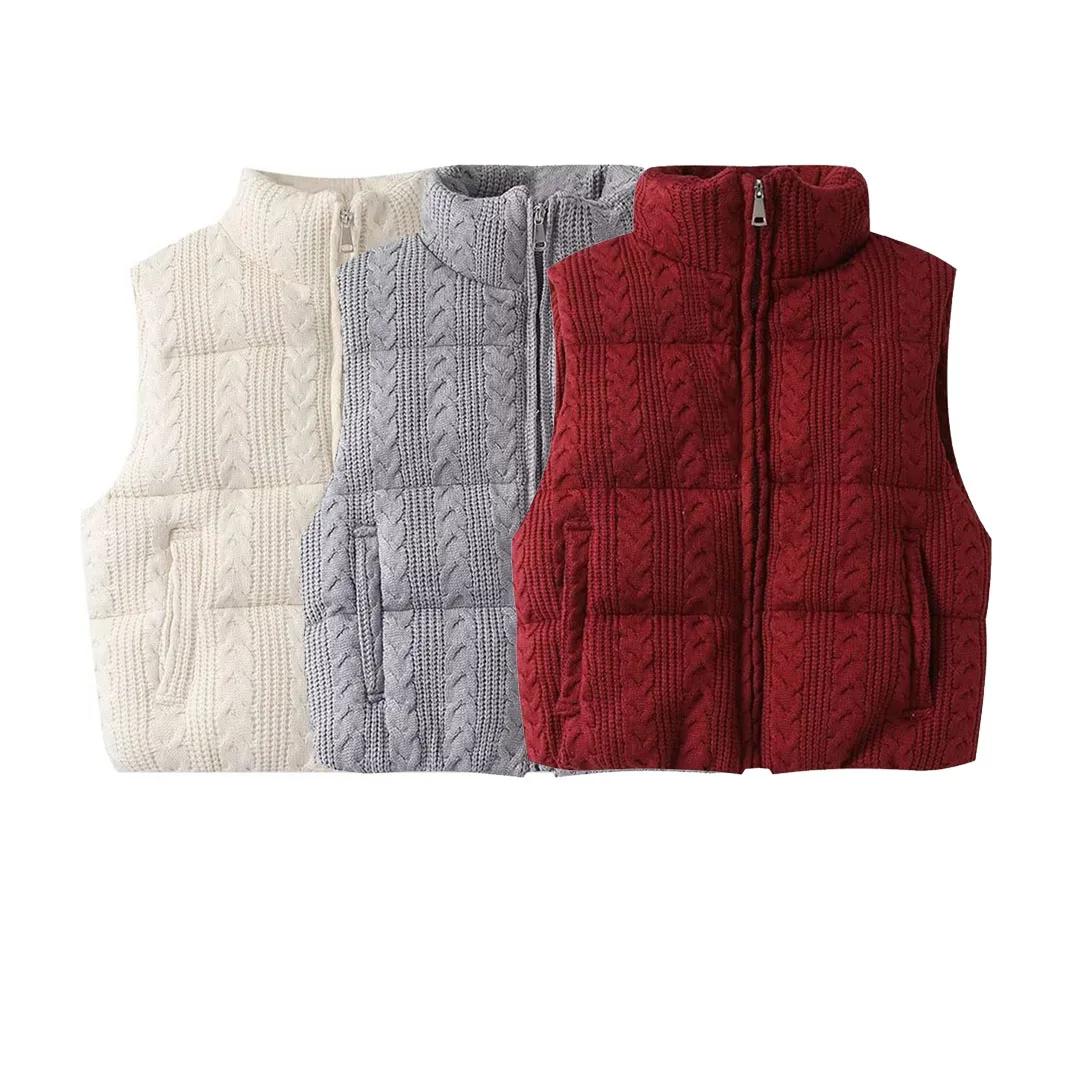KASLEAD New Faionable Versatile Knitted Cotton Vest Street Sle Thiened Winter Zipper Closure  Color Women's Jaet