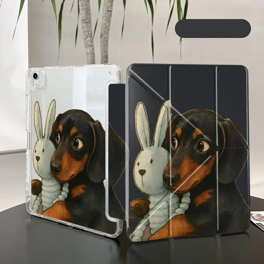 Rabbit Dog Tablet Case For iPad Pro 11th 10th 9th 8th 7th 12.9inch Mini 6 7 Air 4 5 M3 M2 1 2 M4 11inch Pro 2025 Y-Fold Holder