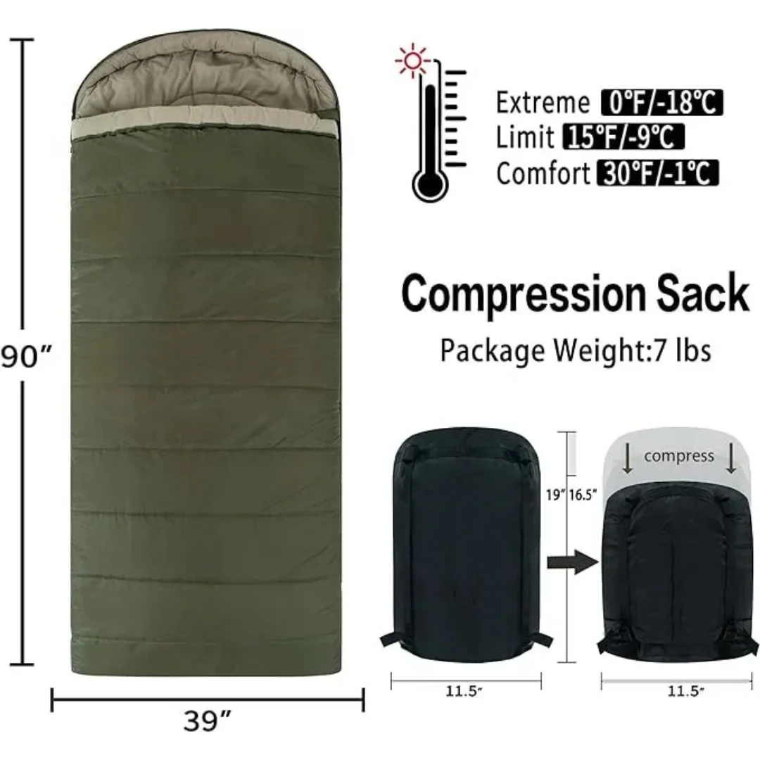 ！@XXL Cotton Flannel Sleeping Bag for Adults Comfortable Lightweight 4 Seasons Envelope Pillow Big Tall Ready for Winter Cold