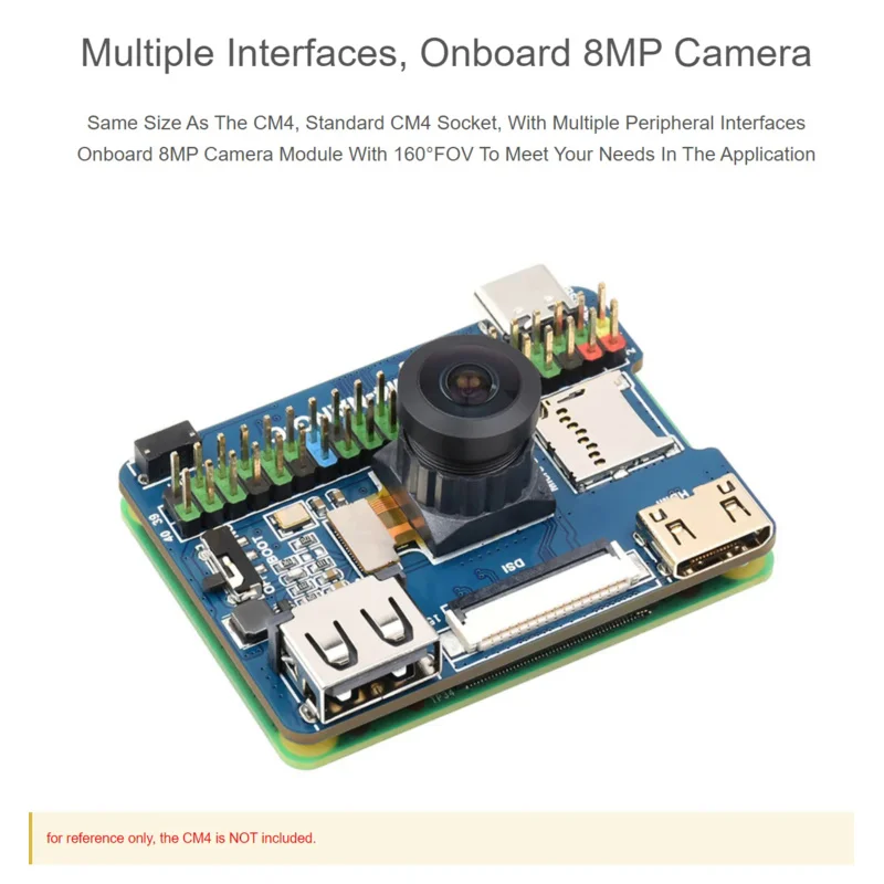 CharacterBase Board (C) pour Raspberry Pi Compute Tech 4, même taille que la caméra intégrée CM4 8MP