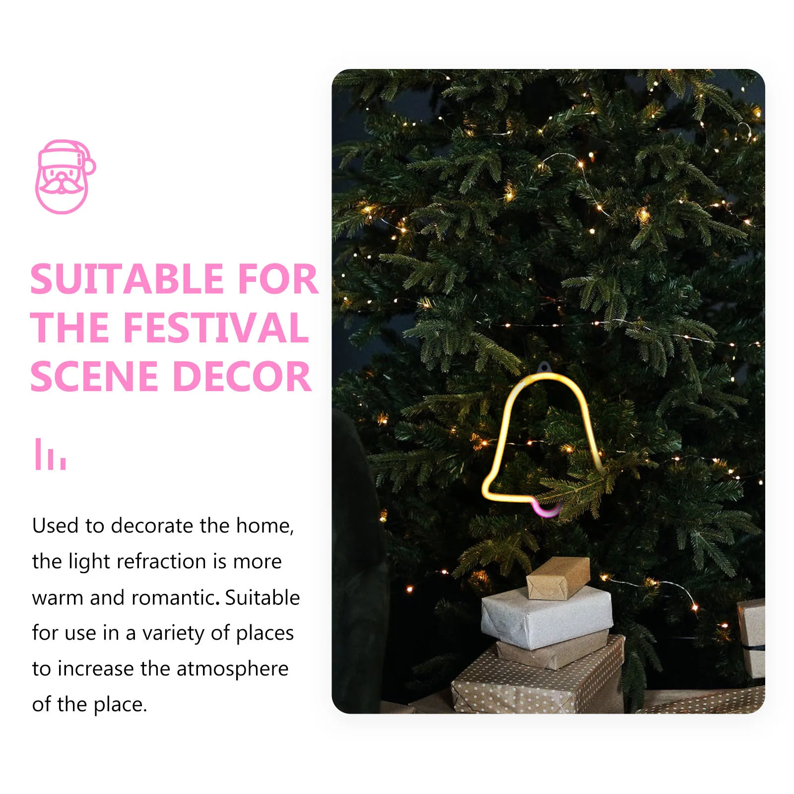 

1pc Led Bell Shape Light Christmas Party Decorative Neon Lamp Usb Powered Night Light For Bedroom Desktop Festival