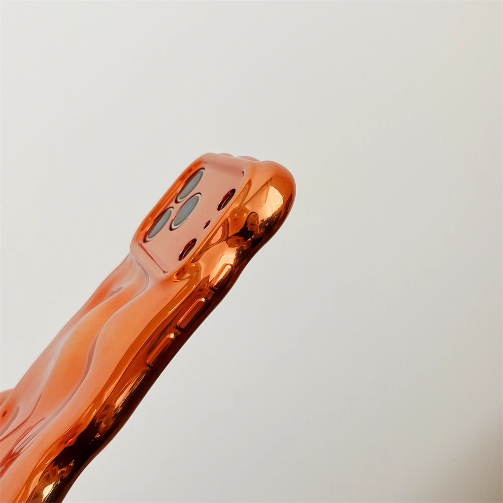 Luxury Plating Wrinkle Wavy Curly Case For iPhone 17 16 15 14 13 12 Pro Max Plus Air 3D Unevenness Soft Camera Protection Cover