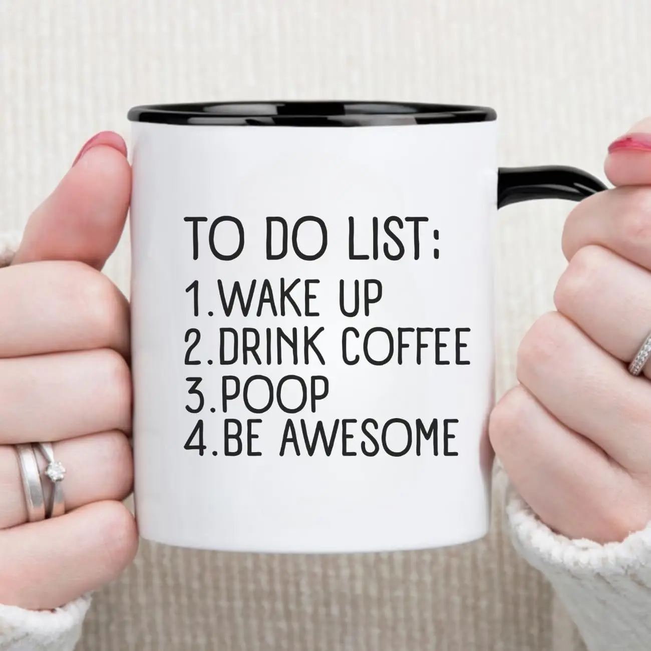 MissDaisy-To Do List Wake Up Drink Coffee Poop Be Awesome Funny Quote Coffee Mug, Motivational Mug, Fun Mugs, Funny Gift