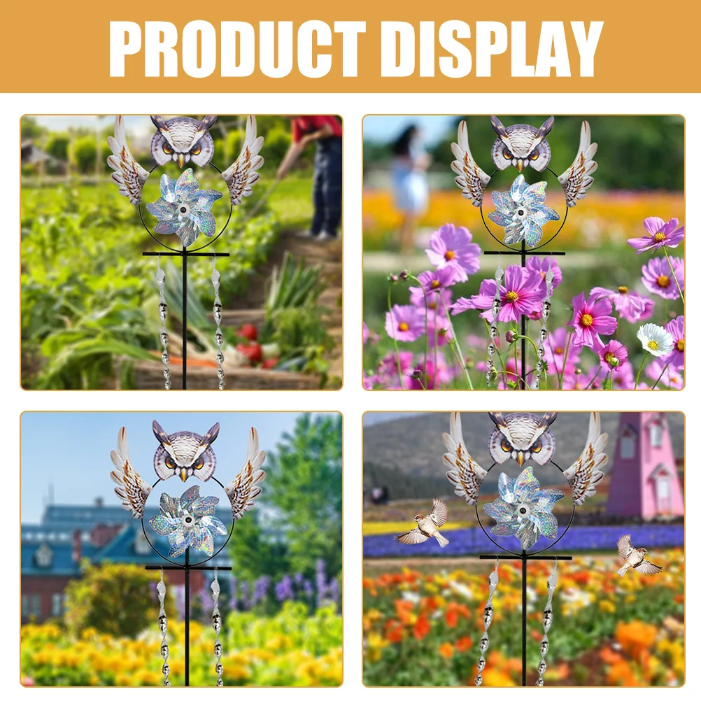 

Отпугиватель птиц ветряная мельница украшение сада металлический уличный кол совы светоотражающий вращающийся вертушка устройство для вождения птиц для газона двора
