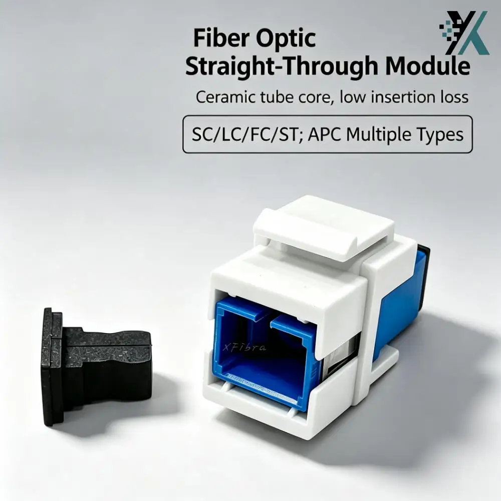 SC UPC Optical Fiber Keystone Pass Through Plug With Hook Insert For Duplex SC/SC Connector Adapter Network Extension Module