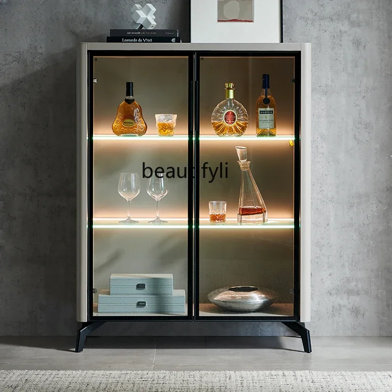 

smt03 Italian Light Luxury Solid Wood Sideboard Storage Cabinet Living Room Nordic Storage Glass Wine Cabinet
