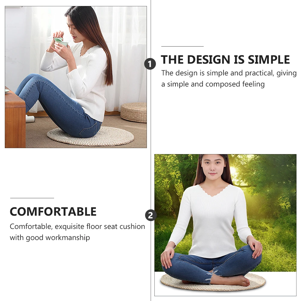 

Tatami Floor Mat Corn Husk Woven Cushion Creative Design Yoga Meditating Pad Simple Composed Feeling for Every Room