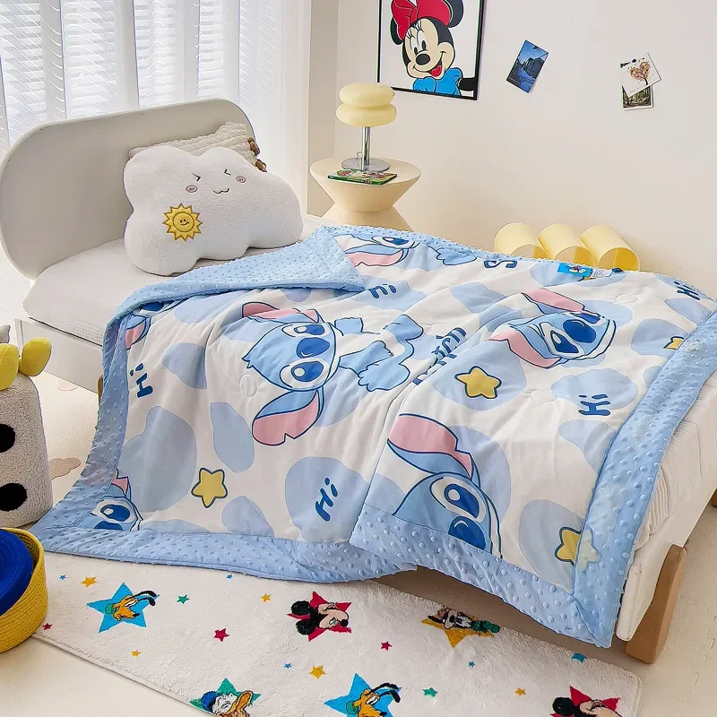 Sanrio Hello Kitty Baby Quilt Disney Stitch Cotton Quilt Cinnamoroll Core Kindergarten Quilt Children's Summer Airable Cover