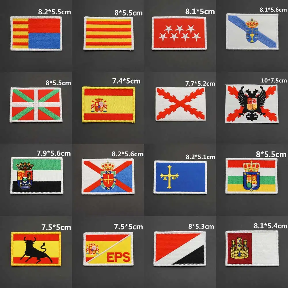 Naszywki z haftem flagi Hiszpanii Andalucía Sevilla Odznaka wojskowa z haczykiem i pętelką na ubrania Akcesoria do kapeluszy