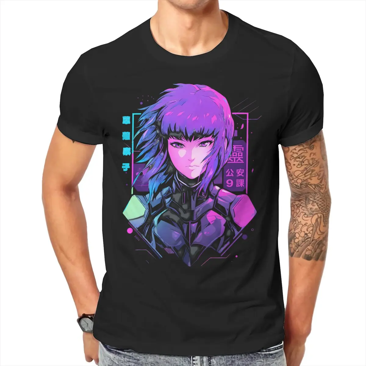 Major Motoko-camisetas de moda para hombre, ropa de calle de tela con cuello redondo, estilo de cómics, Ghost In The Shell