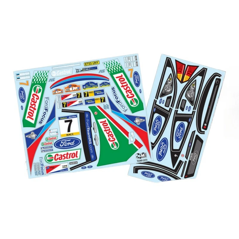 Ford Focus Castrol zestaw naklejek Tamiya TT01 TT02 HPI Kyosho 58308