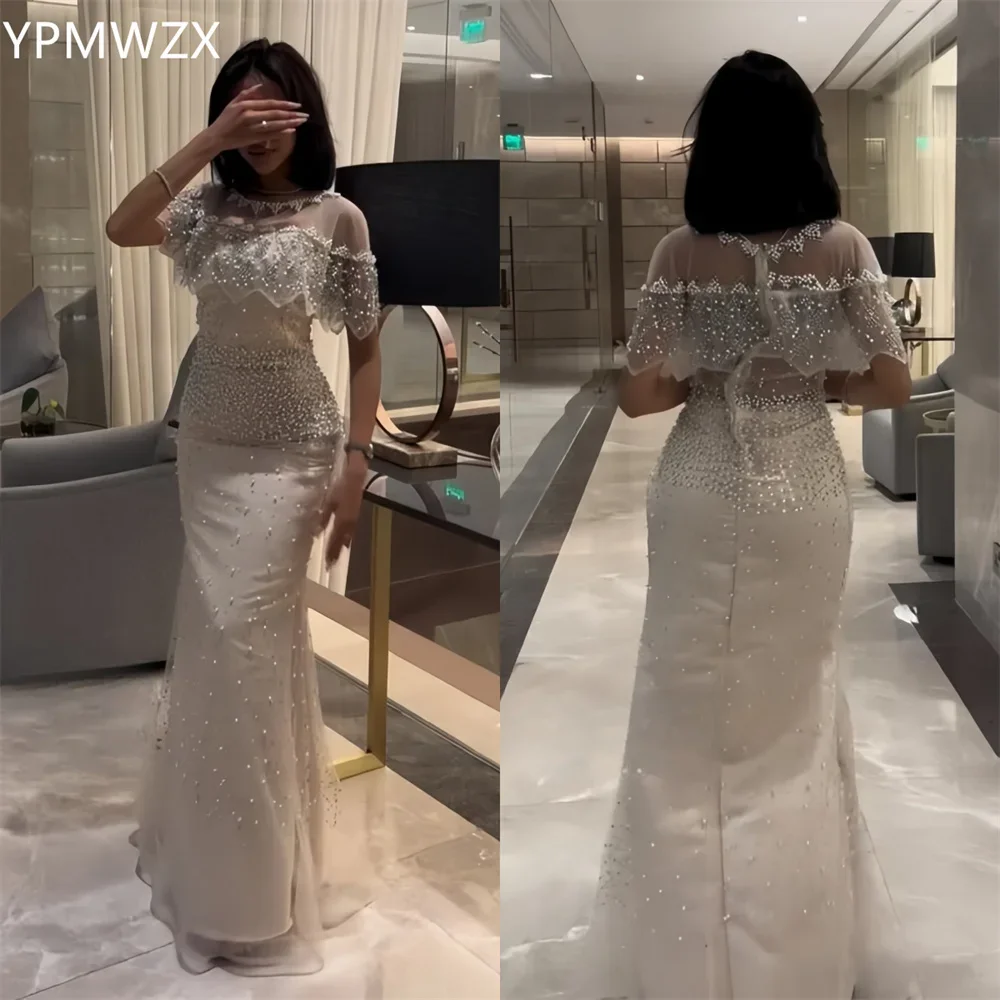 

Customized Evening Dress Party Occasion Prom Gown Formal YPMWZX Scoop Neckline Mermaid Floor Length SkirtsTulle Bead Pear