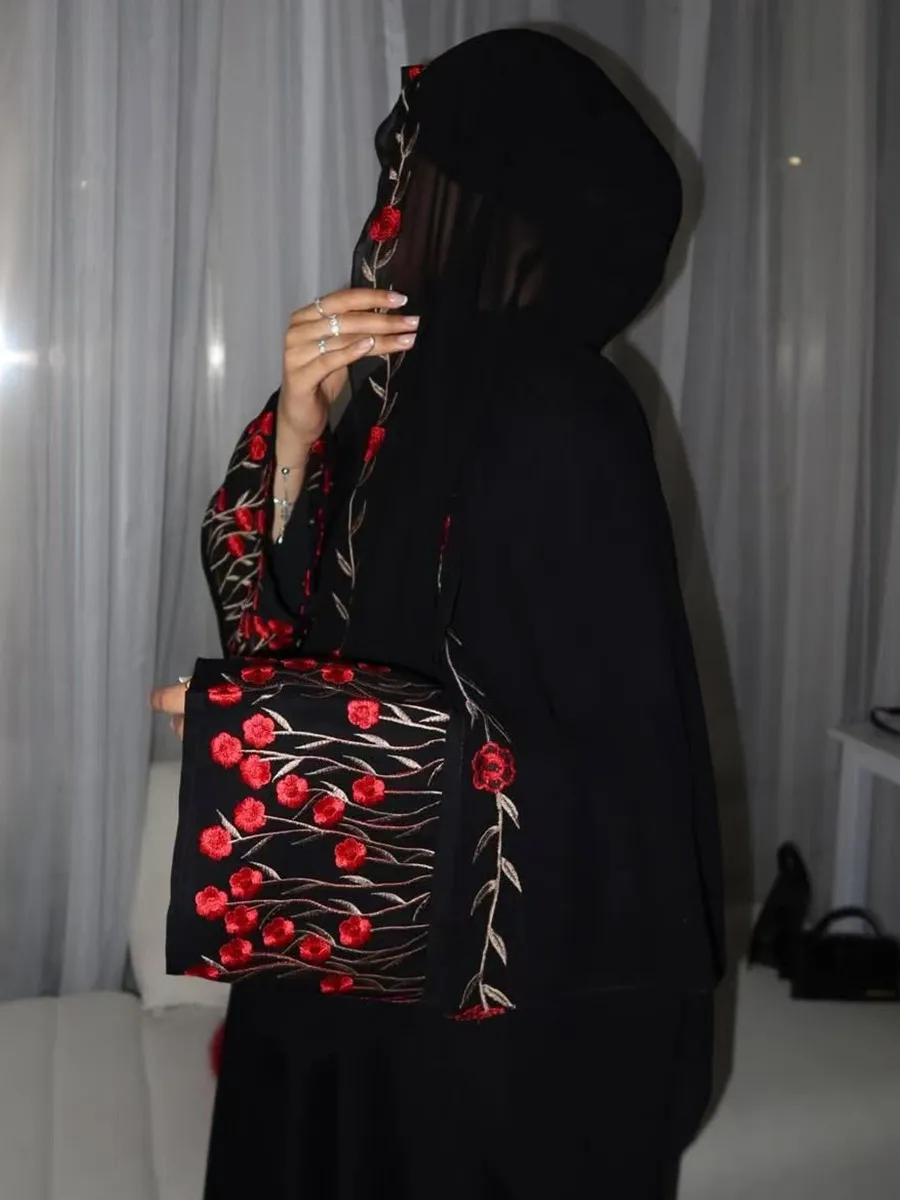 Moslim Vrouwen Dubai Abaya luxe borduurwerk Bloemen Lange Jurk Kaftan Bloem Ramadan Gewaad Femme Islam Afrikaanse Jurken Kebaya