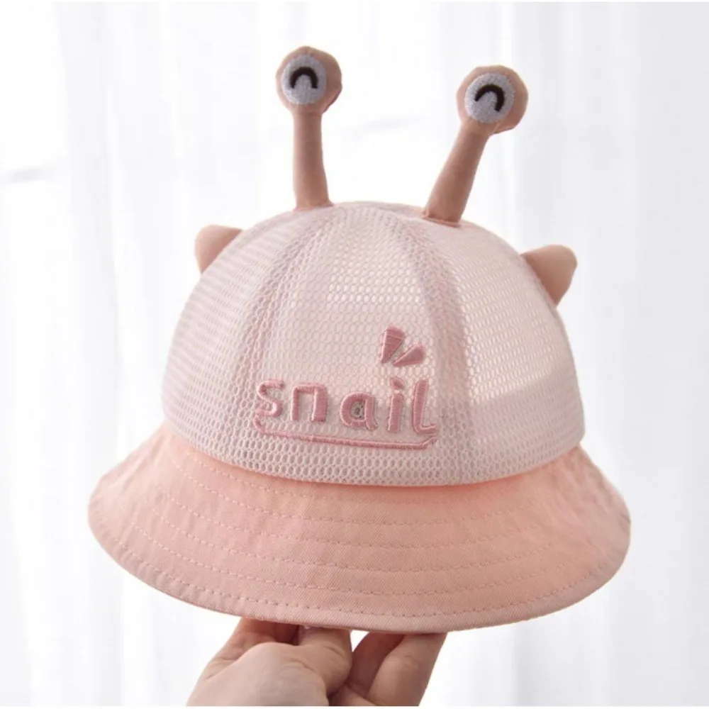 

Cartoon Snail Baby Bucket Hat Embroiderey Breathable Baby Fisherman Hat Solid Color Sunscreen Toddler Panama Sun Hat Beach