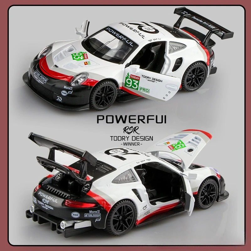 Simulatie 1/32 Schaal 911 RSR Racewagen Model Diecast Le Mans Raceauto Speelgoed voor Kinderen Jongen Verjaardagscadeau Collectie miniatuur