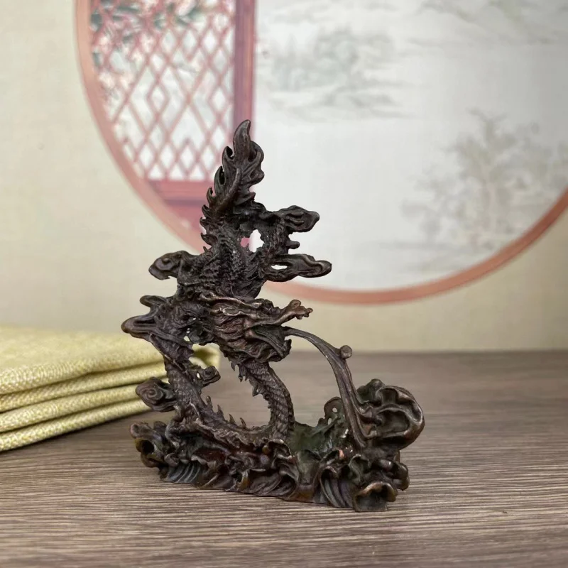 Bronze Dragon Ornament Antique Style Blue Dragon Water-Absorbing Dragon Zodiac Dragon Playing with Pearl Dragon Golden Dragon St