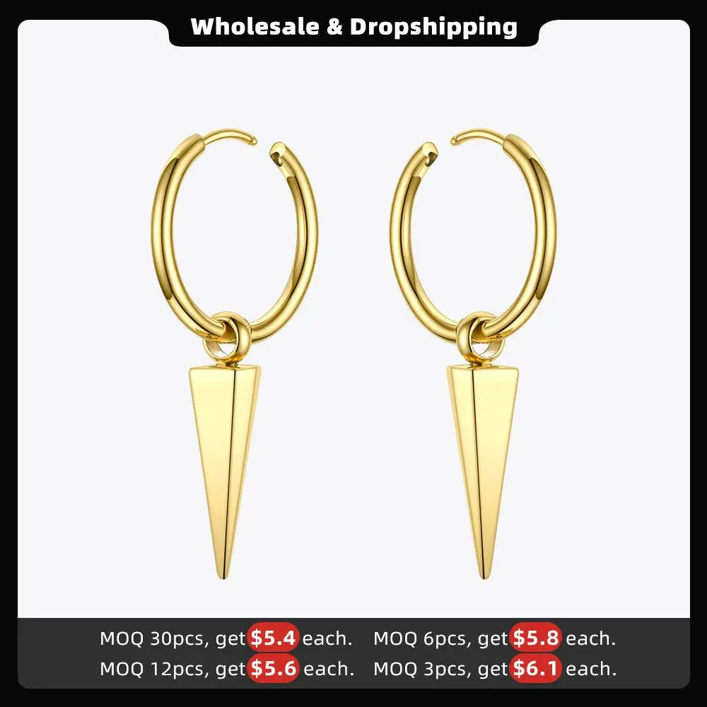 ENFASHION Pyramid Spike Drop Earrings For Women Gold Color Geometric Earings Stainless Steel Fashion Jewelry Kolczyki E201154