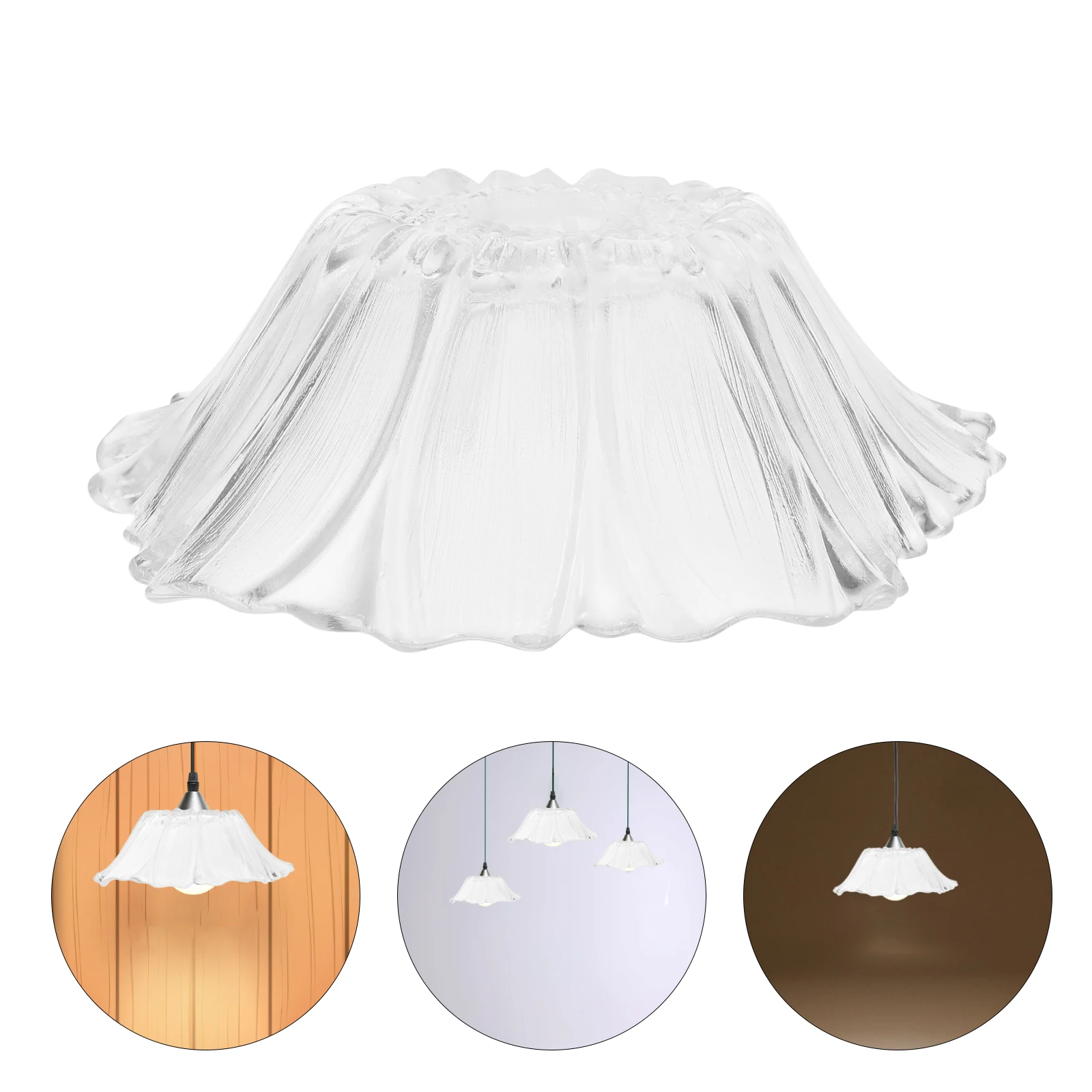 

Vintage Flower Shaped Glass Pendant Lamp Shade Clear Replacement Light Bulb Covers for E27 Table Floor Chandeliers