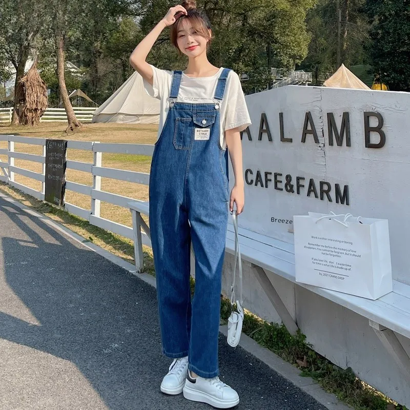 

Faionable Korean Sle Women's Denim Overalls Summer 2024 Design Sensation Loose Strap-On Pants High Waist Long Legs