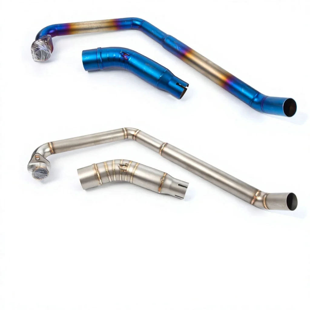 Titanium Blue Stainless Steel Front Exhaust Pipe for CBR150R Motorcycle Modification Compatible with for CBR125 and CB150R