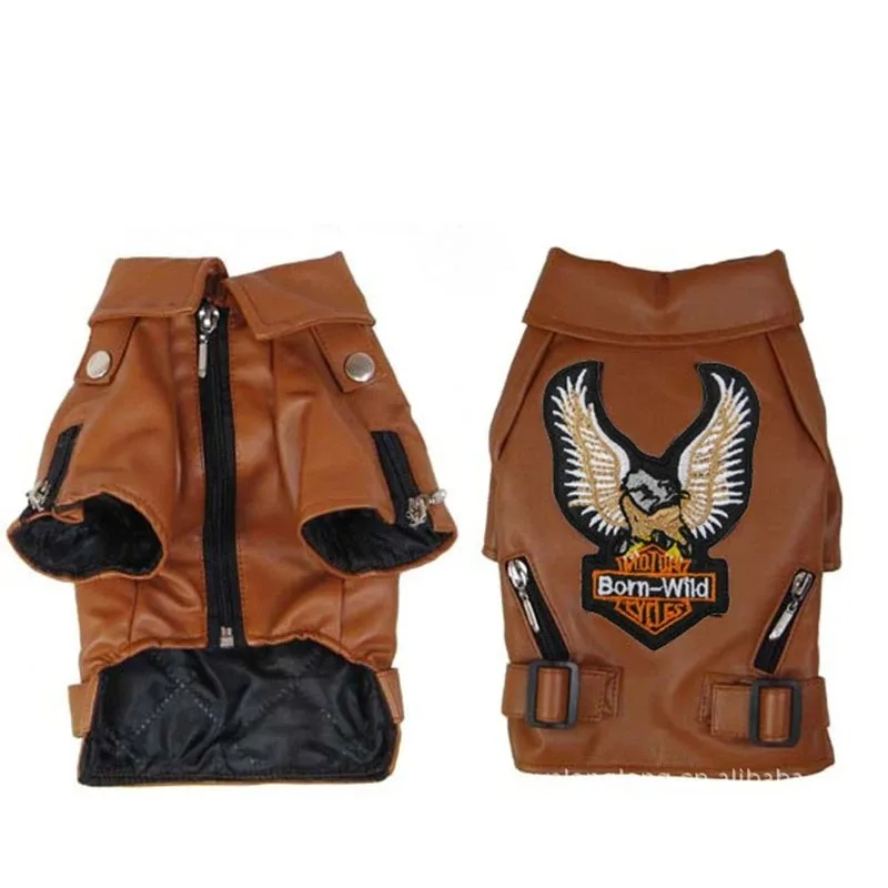 Small/Medium dog Pet Luxury Leather Jacket Coats for dog Autumn/Winter Eagle Chihuahua dog cat puppy vest clothes costume