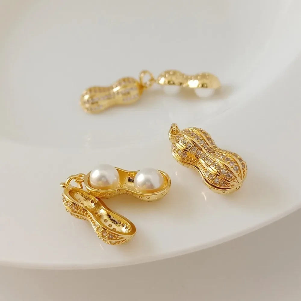 

14K Copper Plated with Real Gold, Set with Zircon and Bejeweled Flower Pendant, Necklace, Earrings, DIY Handmade Jewelry Pendant