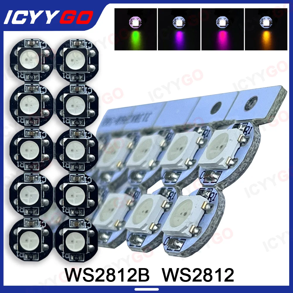 pinos ws281 led rgb chips dc5v preto branco pcb dissipador de calor ws2811 embutido ic 5050 rgb smd chip icyygo 10100 pecas ws2812b 01