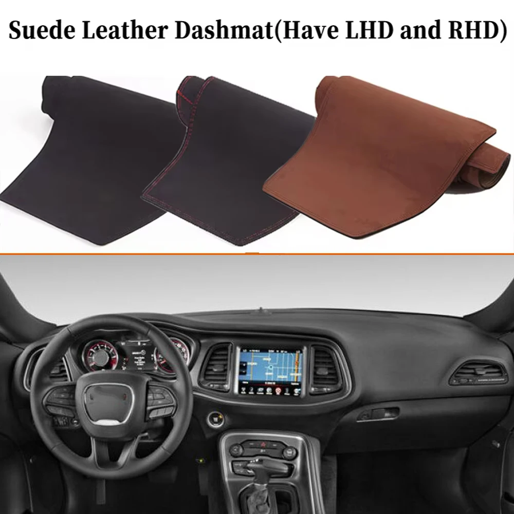 

Accessories Car-styling Suede Leather Dashmat Dashboard Cover Dash Mat For Dodge Challenger 2015 - 2020 2016 2017 2018 2019