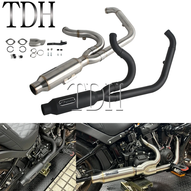 

Motorbike Exhaust Muffer Exhaust Pipe Big Bore Stepped Muffler For Harley Softail Low Rider ST EI Diablo FXRST FXLRST FXLR FXLRS
