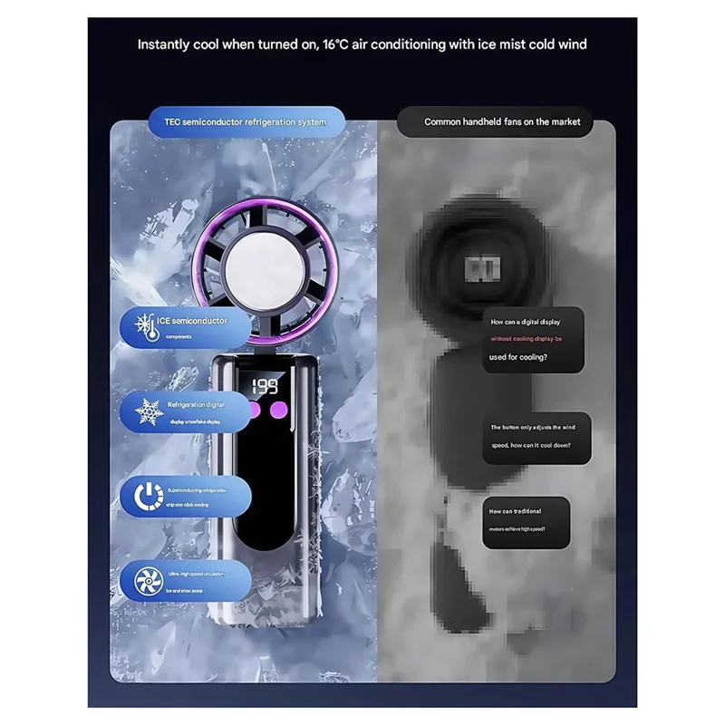 ABSQ-مروحة تبريد محمولة USB مروحة صغيرة فائقة السرعة قوية محمولة في الهواء الطلق ضغط الثلج قطعة أثرية للتبريد