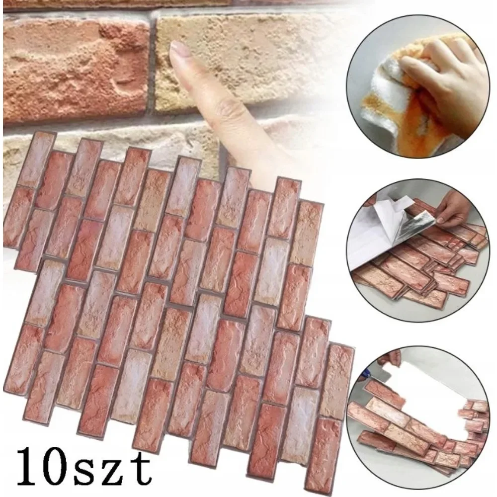 10 Stück 3D Selbstklebende PVC-Wandaufkleber, Stereo-Dekor-Tapete für Heimdekoration