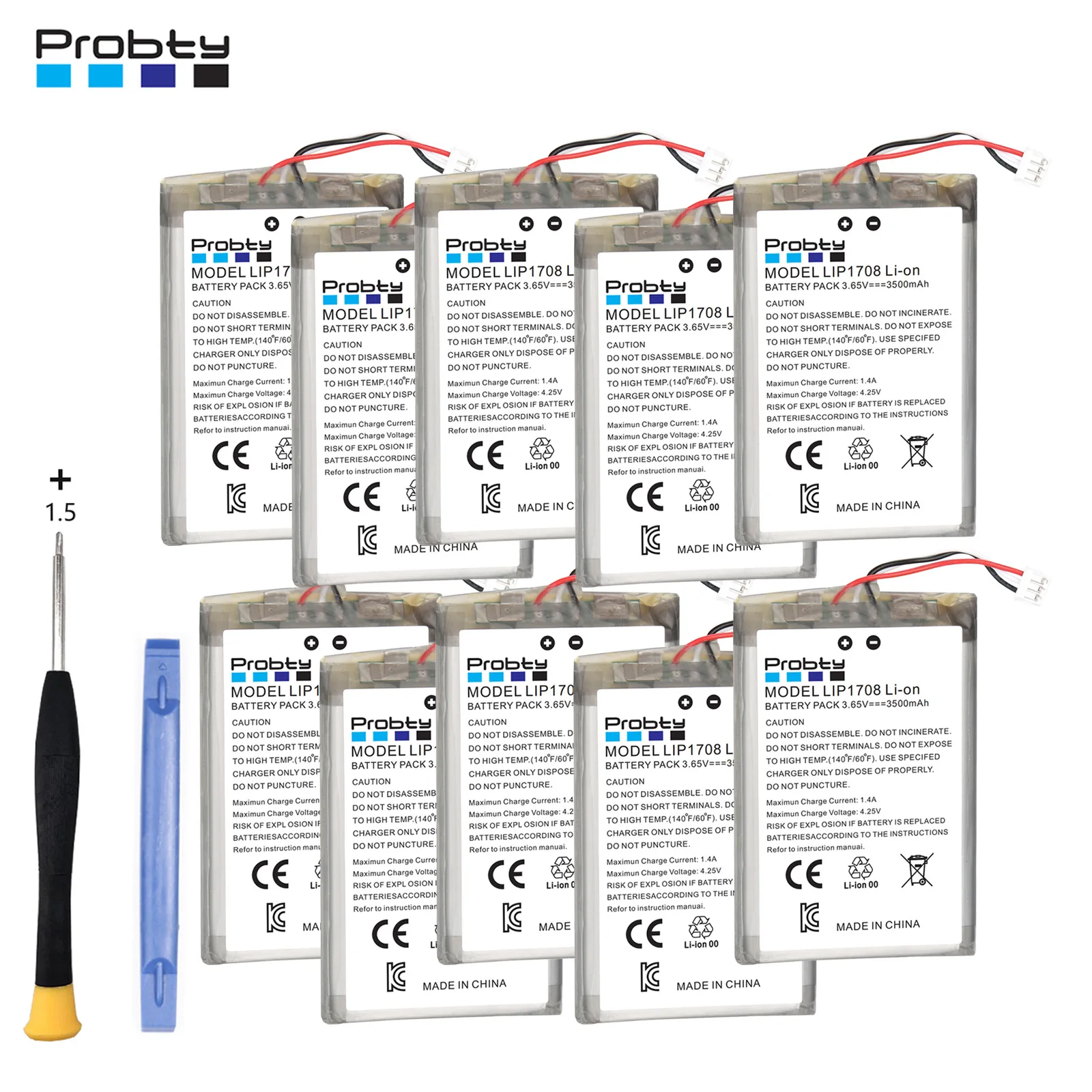 

10 Pcs 3500mAh LIP1708 Battery for Sony PlayStation 5 PS5 DualSense CFI-ZCT1W Wireless Controller Replacement Game Batteries