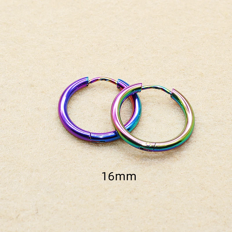 Herren Damen Creolen Bunte Kreise 2,5mm 316L Edelstahl Ohrringe IP-Beschichtung Nicht Verblassend Allergiefrei – Detail 8