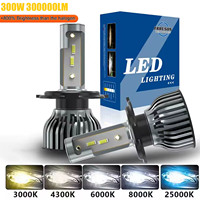 Erruson 300W 300000LM 2Pcs H4 H7 LED Headlight H11 H1 H3 Car Fog Light Bulbs 9005 9006 9012 Auto Driving Running Lamps 12V