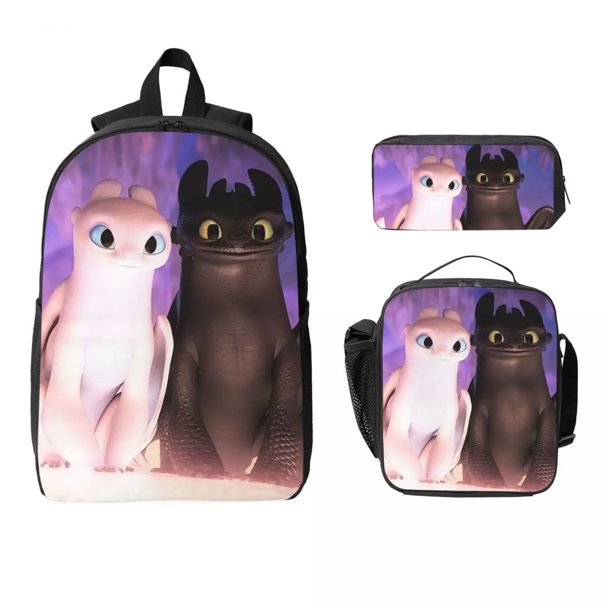 

How To Train Your Dragon Backpack Student Boys Girls BookBag School Bag Laptop Shoulder Bags 3ps Insulated Lunch Bag Pencil Case
