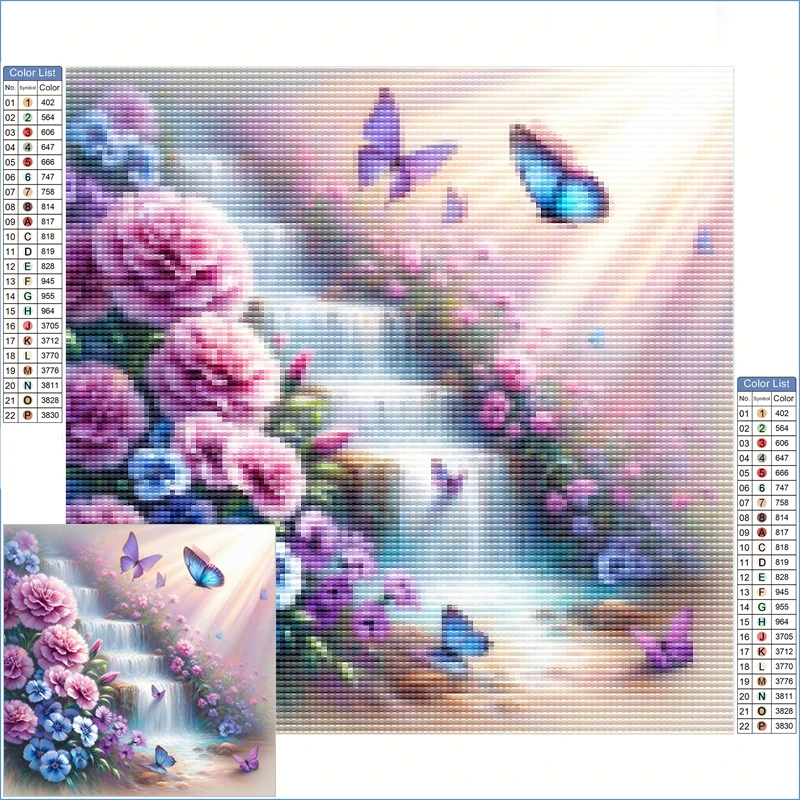 

Diamond Painting 2025 Waterfall With Blue And Pink Butterflies Embroidery Diamond Arts And Crafts Jewelry Cross Stitch Wall Art