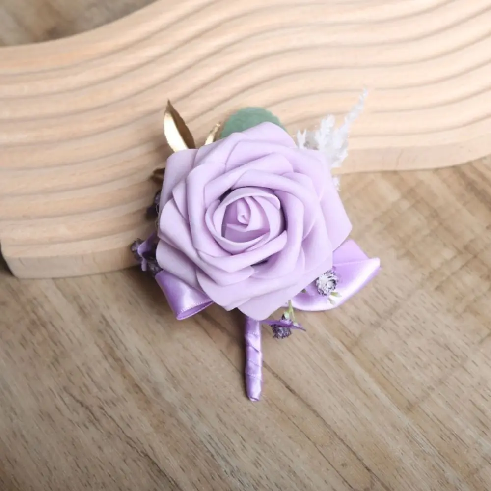 Semplice sposo rosa Boutonniere delicato romantico abito da sposa corpetto Buttonhole moda accessori da sposa occidentale