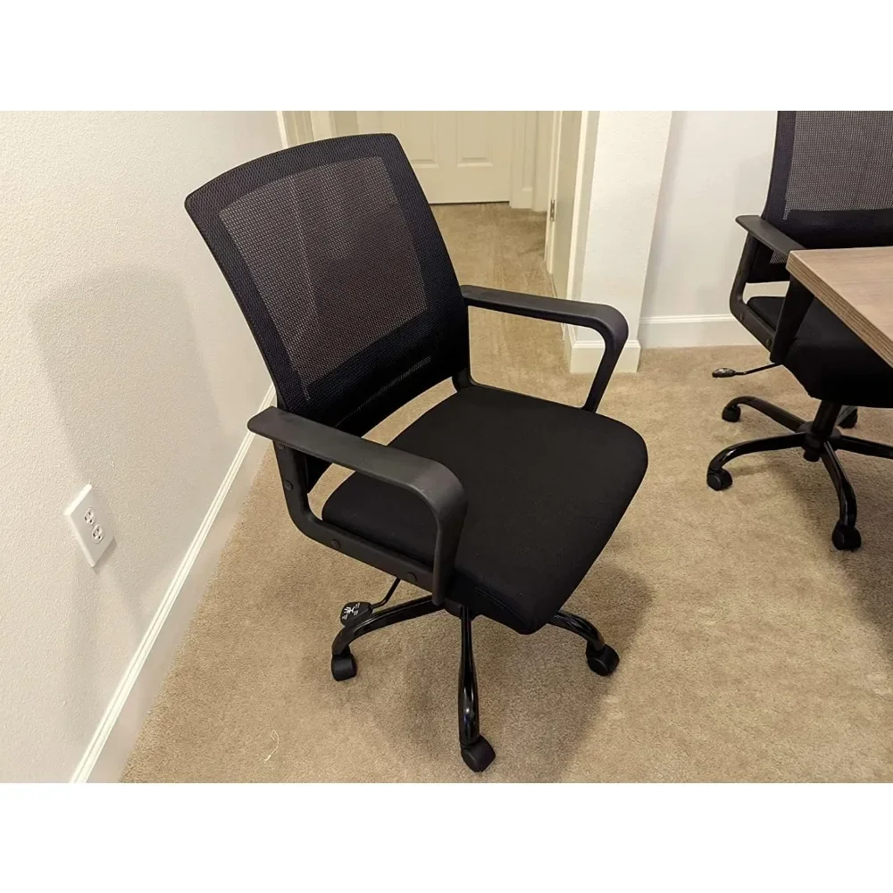 Rolling Mesh Desk Chair with Executive Lumbar Support and Adjustable Swivel Design for Home Office Computer Black 4 Pack