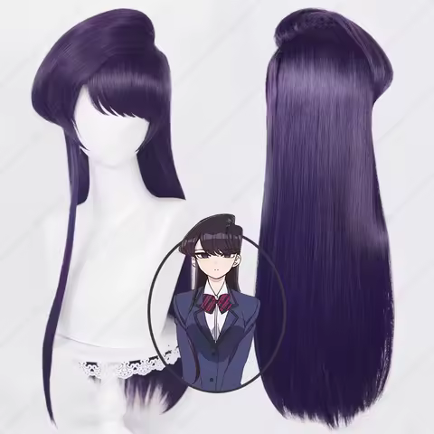 Anime Shouko Komi Cosplay Wig 80cm Long Purple Black Wigs Heat Resistant Synthetic Hair