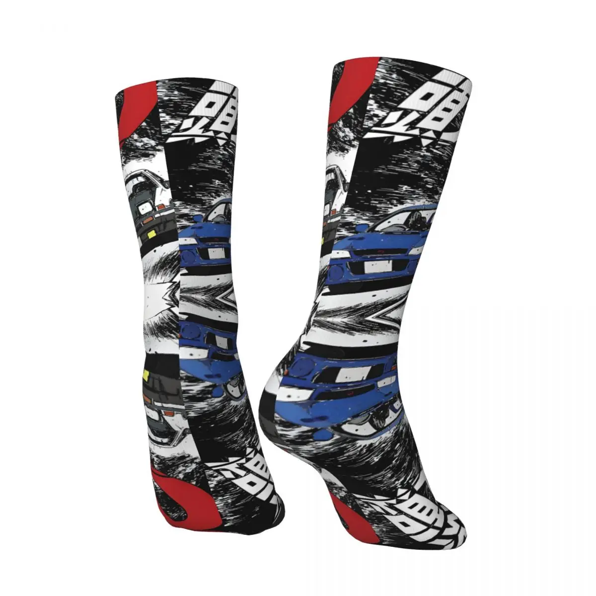 Funny Happy Fun Men's Socks Retro Harajuku I-Initial D Hip Hop Novelty Casual Crew Crazy Sock Gift Printed